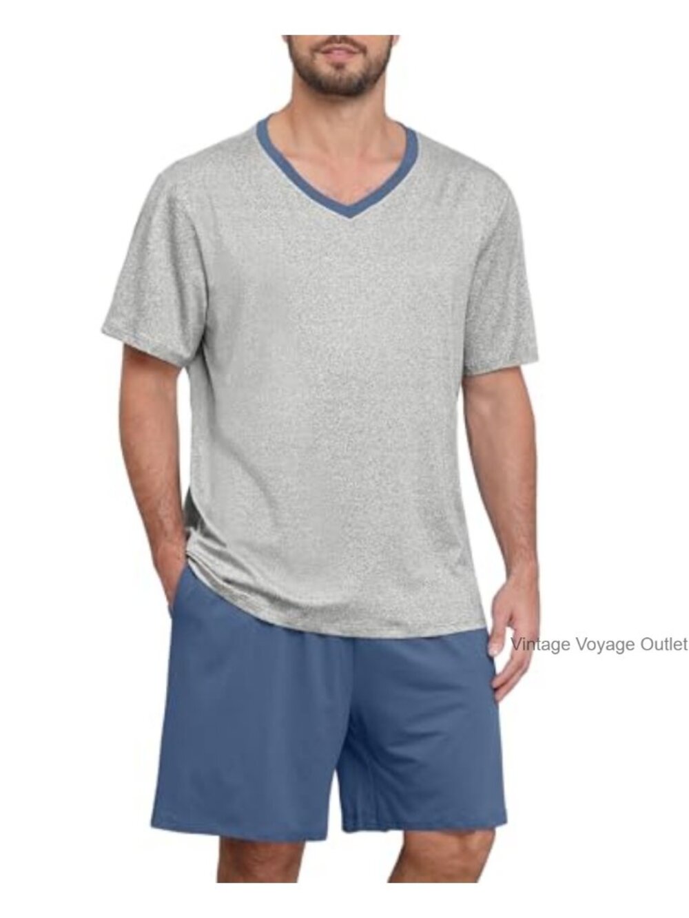 Men's Pajama Set Lightweight 2 Piece Sleepwear Soft Short Sleeve Lounge